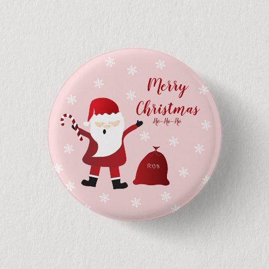 Badge Rond 2,50 Cm Joyeux Noël Ho Ho Ho Santa Claus (Devant)