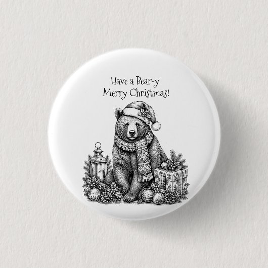 Badge Rond 2,50 Cm Joyeux Noël Ourson (Devant)