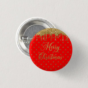Badge Rond 2,50 Cm Joyeux Noël - parties scintillant rouge