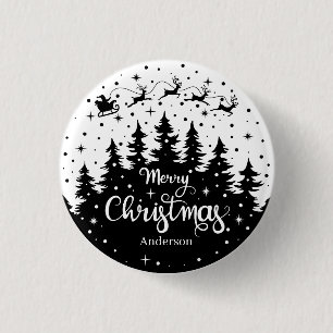 Badge Rond 2,50 Cm Joyeux Noël Pin Santa Claus Renne Traîneau