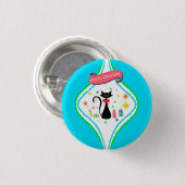 Badge Rond 2,50 Cm Joyeux Noël Retro Chat Siamese (Devant & derrière)