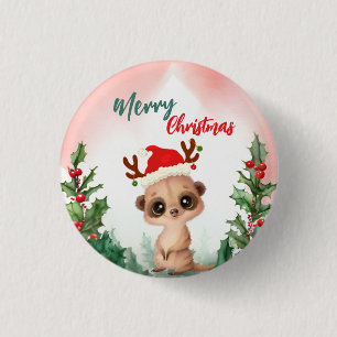 Badge Rond 2,50 Cm Joyeux Noël Rouge Cachemire Père Noël fête de Noël