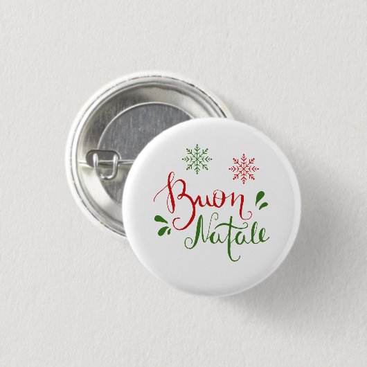Badge Rond 2,50 Cm Joyeux Noël Rouge Vert italien (Devant & derrière)