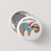 Badge Rond 2,50 Cm Joyeux Noël Sloth (Devant & derrière)