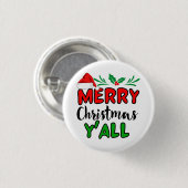 Badge Rond 2,50 Cm Joyeux Noël Y'all (Devant & derrière)