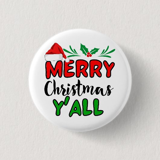 Badge Rond 2,50 Cm Joyeux Noël Y'all (Devant)