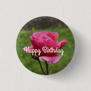 Badge Rond 2,50 Cm Joyeux Rose Duet Anniversaire #1 Pinback Button