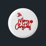 Badge Rond 2,50 Cm Joyeux Texte de Noël Père Noël Casquette<br><div class="desc">Bouton Super Joyeux Noël pour ami,  collègue ou membre de la famille.</div>
