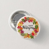 Badge Rond 2,50 Cm Joyeux Thanksgiving (Devant & derrière)