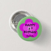 Badge Rond 2,50 Cm Joyeux Xe anniversaire mignon fleur rose dégradé p (Devant & derrière)