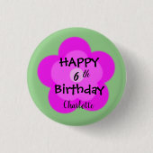 Badge Rond 2,50 Cm Joyeux Xe anniversaire mignon fleur rose dégradé p (Devant)