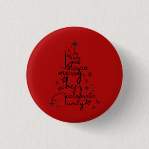 Badge Rond 2,50 Cm Joyful Holiday Tree - Typographie Art Mots Festif