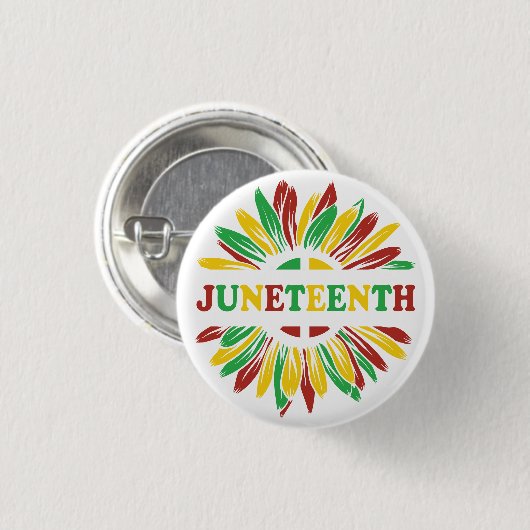 Badge Rond 2,50 Cm Juneteenth | Sunflower | Red Black Green (Devant & derrière)