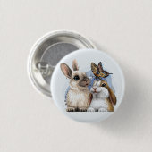 Badge Rond 2,50 Cm Juste Amour Lapins   (Devant & derrière)