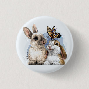 Badge Rond 2,50 Cm Juste Amour Lapins  