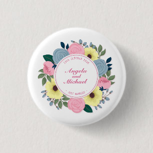 Badge Rond 2,50 Cm Juste bouton floral marié élégant de Pin du