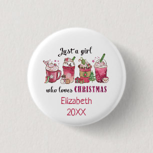 Badge Rond 2,50 Cm Juste une fille qui aime le café de Noël amusant t