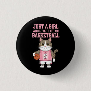 Badge Rond 2,50 Cm Juste une fille qui aime les chats et le basket-ba