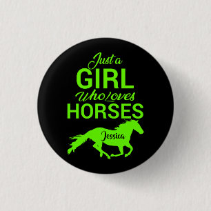 Badge Rond 2,50 Cm Juste une fille qui aime les chevaux Personnalisé