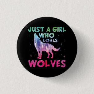 Badge Rond 2,50 Cm Juste une fille qui aime les loups aquarelle