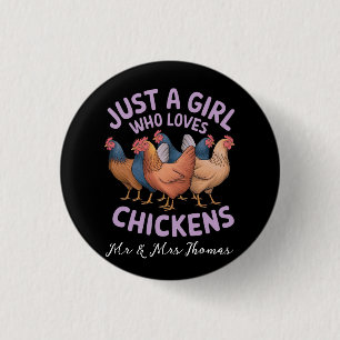 Badge Rond 2,50 Cm Juste une fille qui aime les poulets pour les amat