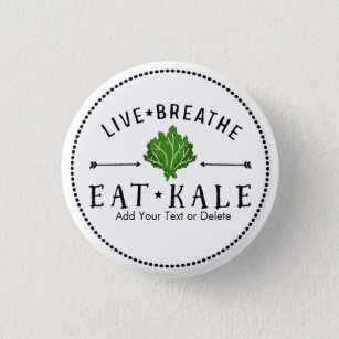Badge Rond 2,50 Cm Kale Végétarien Respirer Vivant Couper Kale