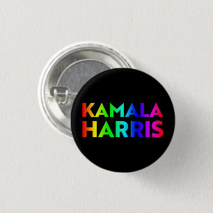 Badge Rond 2,50 Cm Kamala Harris arc-en-ciel dégradé typographie noir