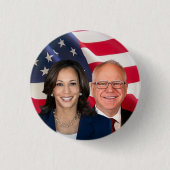 Badge Rond 2,50 Cm Kamala Harris et Tim Walz (Devant)