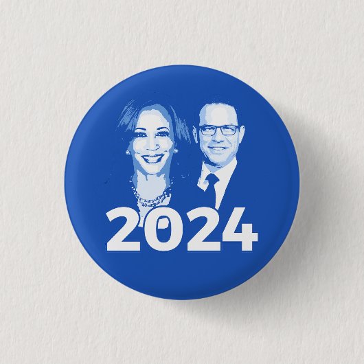 Badge Rond 2,50 Cm Kamala Harris Josh Shapiro 2024 (Devant)