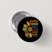 Badge Rond 2,50 Cm Kamala Harris Peace Love Equality Hope Diversity (Devant & derrière)
