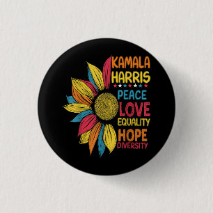 Badge Rond 2,50 Cm Kamala Harris Peace Love Equality Hope Diversity