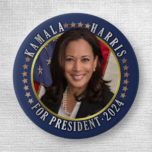 Badge Rond 2,50 Cm Kamala Harris pour le président démocrate 2024 Pho