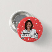 Badge Rond 2,50 Cm Kamala Harris Saint Valentin (Devant & derrière)