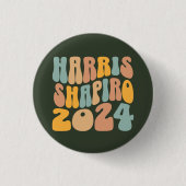 Badge Rond 2,50 Cm Kamala Harris Shapiro Wavy Text Retro tendance (Devant)