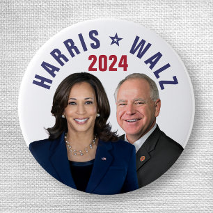 Badge Rond 2,50 Cm Kamala Harris Tim Walz 2024 Président Vice Photos
