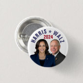 Badge Rond 2,50 Cm Kamala Harris Tim Walz 2024 Président Vice Photos (Devant & derrière)