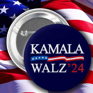 Badge Rond 2,50 Cm Kamala Harris Walz 2024 Évidemment bleu
