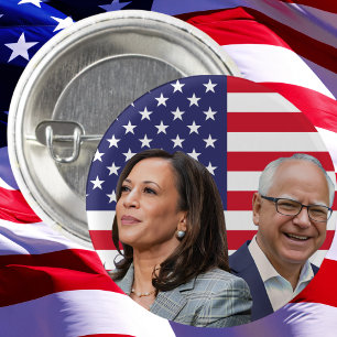 Badge Rond 2,50 Cm Kamala Harris Walz Photo - Président Vice Photos
