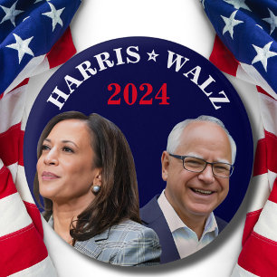 Badge Rond 2,50 Cm Kamala Harris Walz Photo - Président Vice Photos