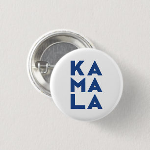 Badge Rond 2,50 Cm kamala Ka ma la 3 syllabes typographie bleu blanc
