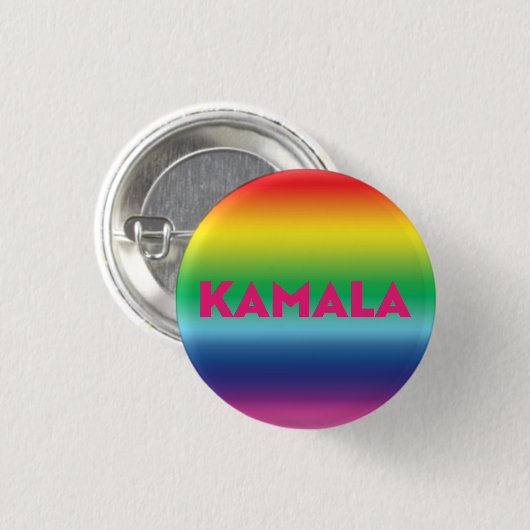 Badge Rond 2,50 Cm Kamala typographie rose arc-en-ciel motif (Devant & derrière)