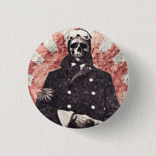 Badge Rond 2,50 Cm Kamikaze de crâne (Devant)