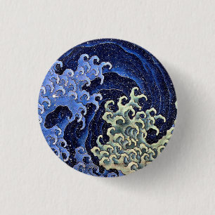 Badge Rond 2,50 Cm Katsushika Hokusai, Vintage japonaise de la vague 