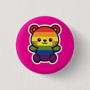 Badge Rond 2,50 Cm Kawaii Rainbow Teddy - Un joli jeu LGBTQ+ Pride