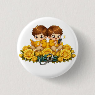 Badge Rond 2,50 Cm Kawaii Zodiac Neos Gémeaux