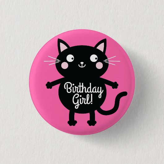 Badge Rond 2,50 Cm Kitty Chat Anniversaire Fête Enfants (Devant)