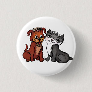 Badge Rond 2,50 Cm Kitty et Puppy
