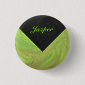 Badge Rond 2,50 Cm Kiwi Bash Vert et noir Monogramme (Devant)