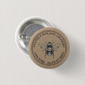 BADGE ROND 2,50 CM KRAFT APIARY MAGNET 100% PUR FABRIQUÉ PAR LES ABEI (Devant & derrière)