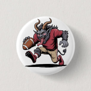 Badge Rond 2,50 Cm Krampus Jouant au Football Noël Fitness Xmas